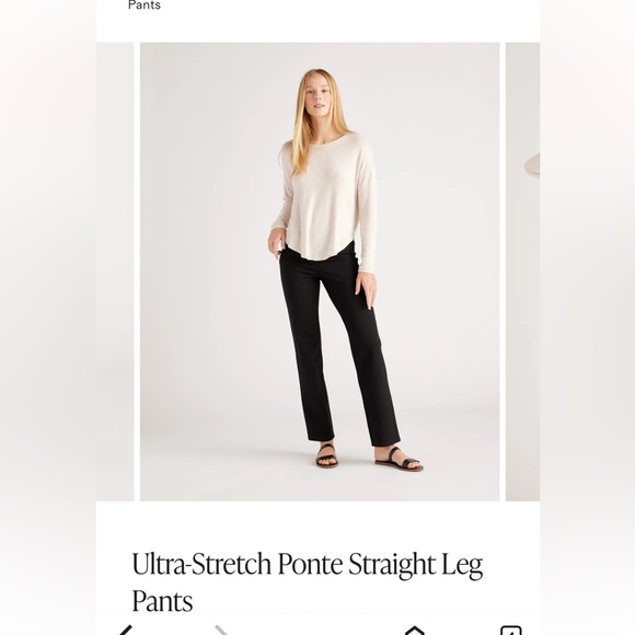 Quince Ultra Stretch Ponte Straight Leg Black Pants - Picture 2 of 7